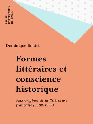 cover image of Formes littéraires et conscience historique